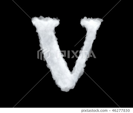3d rendering of thick white cloud 'V' letter on black background 3d rendering of thick white cloud 'V' letter on black background 46277830