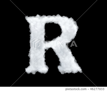 3d rendering of thick white cloud 'R' letter on black background 3d rendering of thick white cloud 'R' letter on black background 46277833