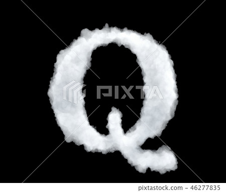 3d rendering of a letter-Q-shaped cloud isolated on black background. 3d rendering of a letter-Q-shaped cloud isolated on black background. 46277835