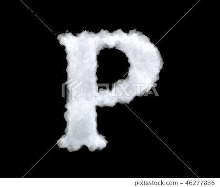 3d rendering of thick white cloud 'P' letter on black background 3d rendering of thick white cloud 'P' letter on black background 46277836
