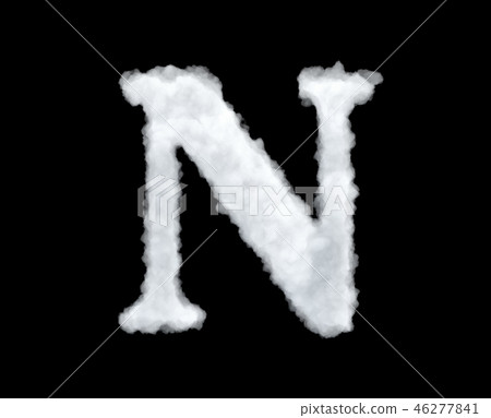 3d rendering of thick white cloud 'N' letter on black background 3d rendering of thick white cloud 'N' letter on black background 46277841