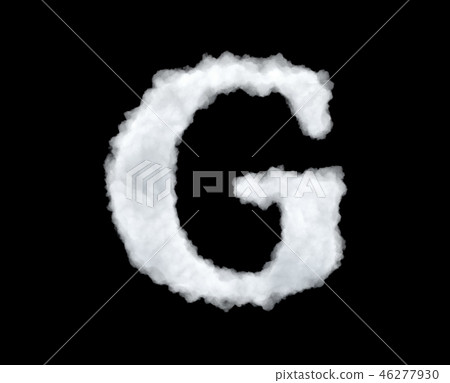 3d rendering of thick white cloud 'G' letter on black background 3d rendering of thick white cloud 'G' letter on black background 46277930
