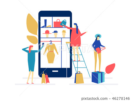 Shopping online - flat design style colorful illustration 46278146
