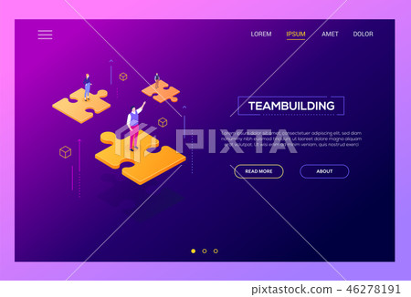 Teambuilding concept - modern isometric vector web banner 46278191