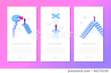 Business situations - set of isometric vector vertical web banners Business situations - set of isometric vector vertical web banners 46278199