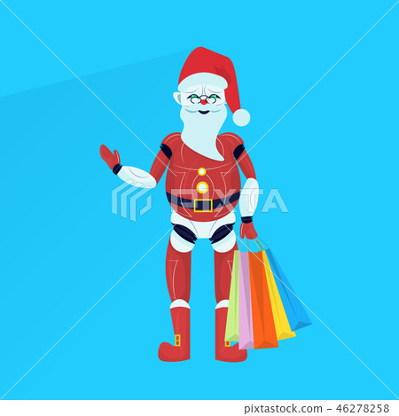 santa claus robot posing merry christmas happy new year holiday concept flat 46278258