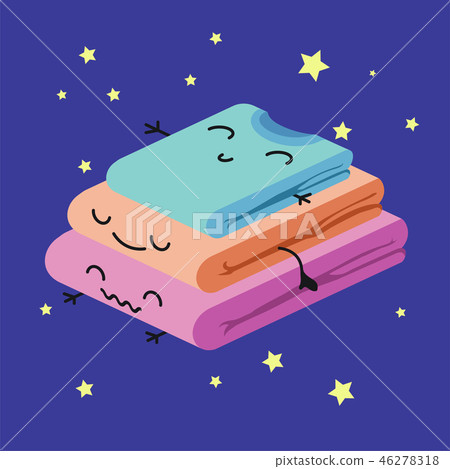 Smiling Cute Stack of Colored Clothes, Habituate kid card or poster. Smiling Cute Stack of Colored Clothes, Habituate kid card or poster. 46278318