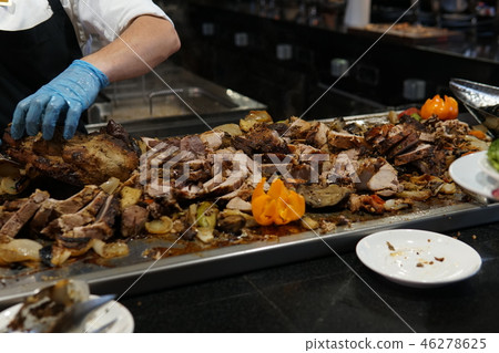 delicious meat meal in the kitchen of the restaurant breakfast lunch dinner delicious meat meal in the kitchen of the restaurant breakfast lunch dinner 46278625