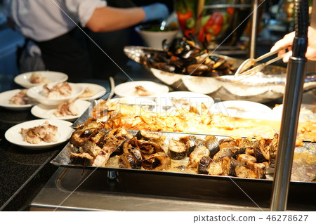 delicious meat meal in the kitchen of the restaurant breakfast lunch dinner delicious meat meal in the kitchen of the restaurant breakfast lunch dinner 46278627