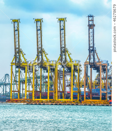 Freight cranes in commercial port Freight cranes in commercial port 46278679