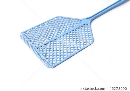 closeup of blue fly swatter on white background 46278990