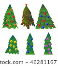 Set of vector drawn fur trees with new year  46281167