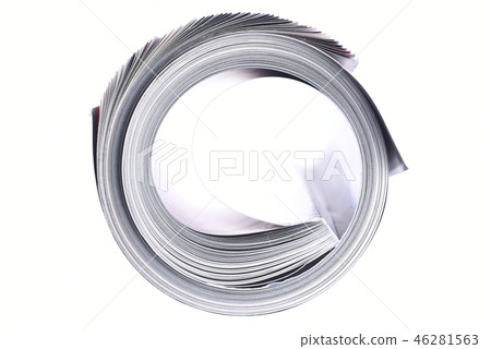 Roll magazine on white background directly above Roll magazine on white background directly above 46281563