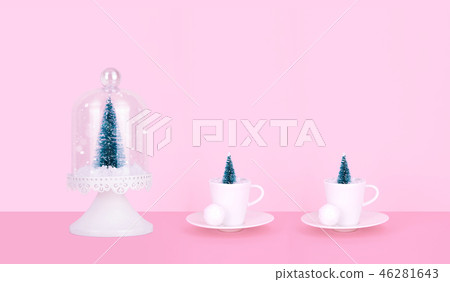 Creative Christmas design on pink pastel color background with Christmas tree. Creative Christmas design on pink pastel color background with Christmas tree. 46281643