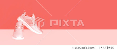 Shot of sneakers on trendy background. Shot of sneakers on trendy background. 46281650