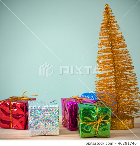 Christmas background 2019 of decorations on the table 46281746