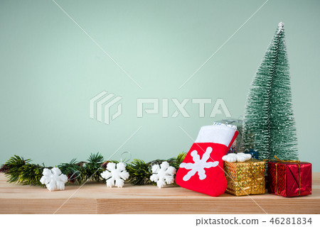 Christmas background 2019 of decorations on the table Christmas background 2019 of decorations on the table 46281834