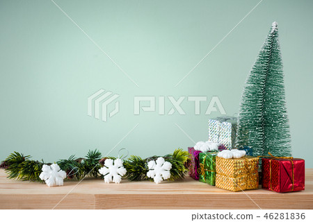 Christmas background 2019 of decorations on the table Christmas background 2019 of decorations on the table 46281836
