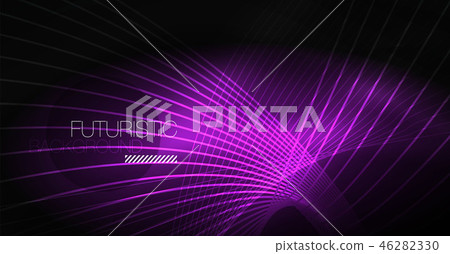 Digital technology abstract background - neon geometric design. Abstract glowing lines. Colorful 46282330