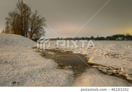 View of Neva River at evening. View of Neva River at evening. 46283202
