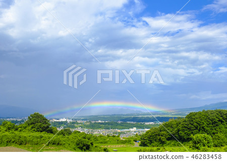 River Terraced Town and Rainbow 4 46283458