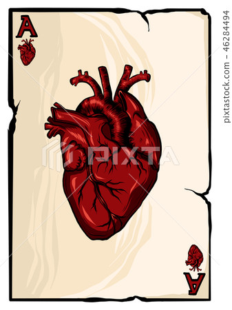 Ace of hearts on white background. illustration. Ace of hearts on white background. illustration. 46284494