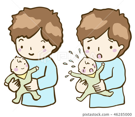 Vector dad and baby stop crying Stop crying set 46285000
