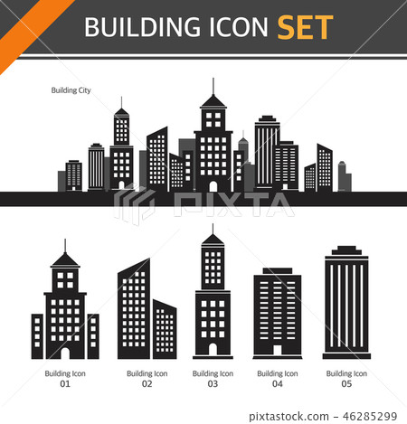 Building Icon Set - Stock Illustration [46285299] - PIXTA