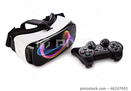 VR virtual reality glasses with gamepad. VR virtual reality glasses with gamepad. 46287091