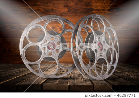 Old fashioned motion picture film reels. Old fashioned motion picture film reels. 46287771