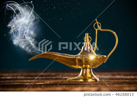 Aladdin magic lamp with smoke. 46288013