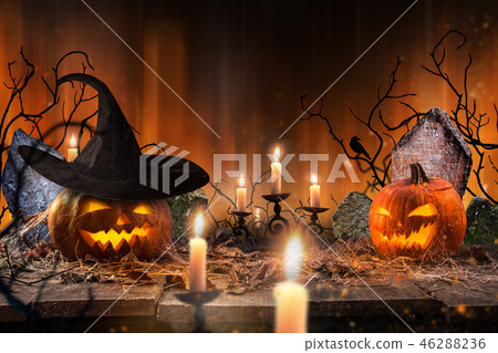 Spooky Halloween background Spooky Halloween background 46288236