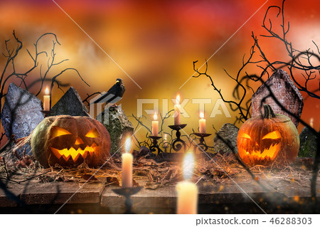 Spooky Halloween background Spooky Halloween background 46288303