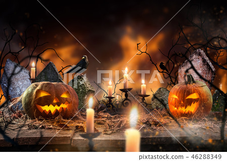 Spooky Halloween background 46288349