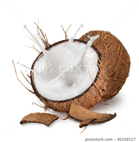 close-up of a coconuts with milk splash. 46288527