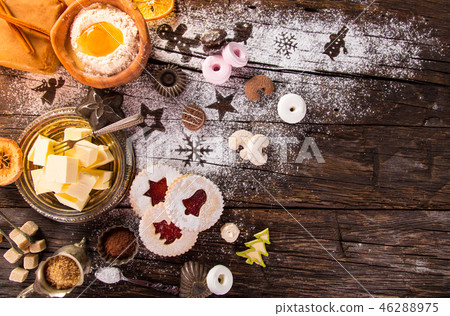 Christmas homemade sweets. Top view. 46288975