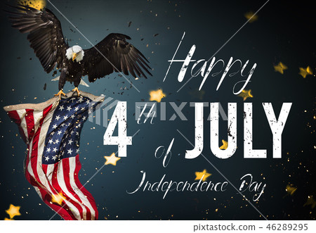 American feast 4th of July. Bald Eagle with American flag 46289295