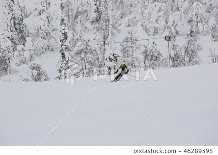 Alpine skier at arctic slope 46289398