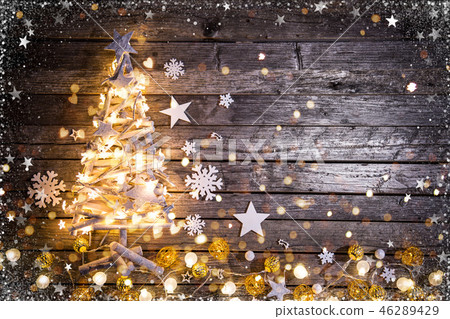 Christmas decoration on wooden background Christmas decoration on wooden background 46289429
