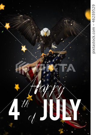 American feast 4th of July. Bald Eagle with American flag 46289529