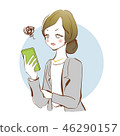Thinking woman looking at mobile 46290157