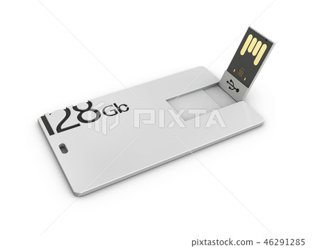 Blank white plastic usb card mockup, 3d Illustration. Visiting flash drive namecard mock up Blank white plastic usb card mockup, 3d Illustration. Visiting flash drive namecard mock up 46291285