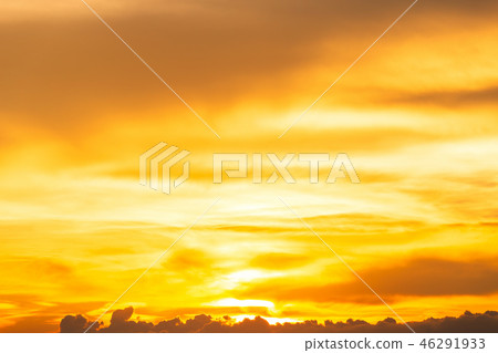 Orange sky background texture with white clouds 46291933