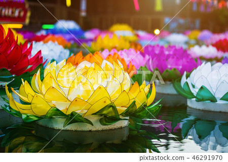 Beautiful kratong Made of foam is floating 46291970