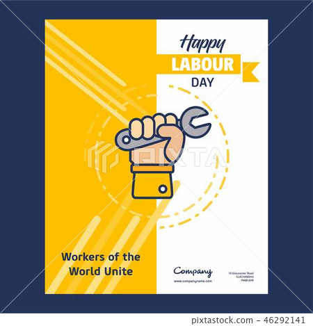 Happy Labour day design with yellow and blue theme Happy Labour day design with yellow and blue theme 46292141