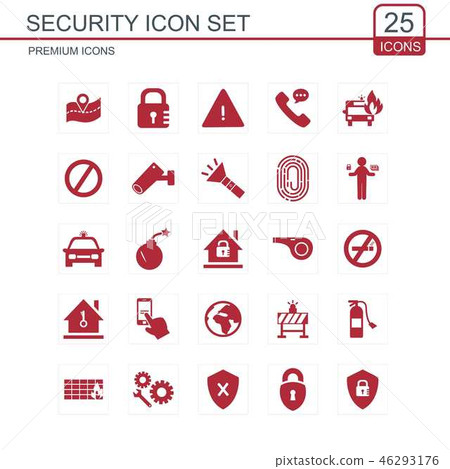 Security icons set red - Stock Illustration [46293176] - PIXTA