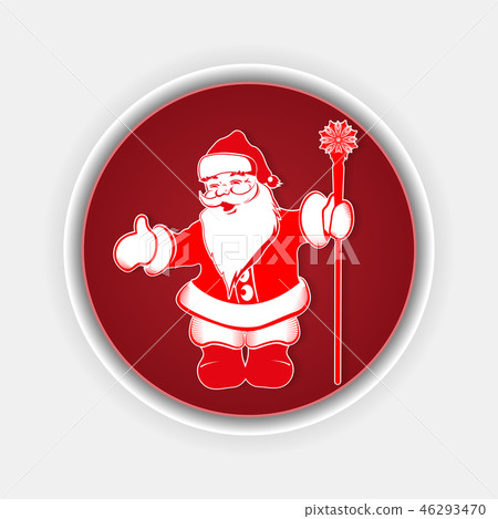 Composition with a red silhouette of Santa Claus with a staff with a snowflake. 46293470