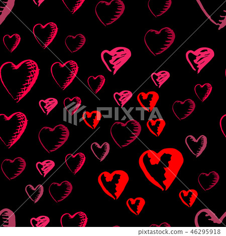 Drawn hearts seamless pattern for Valentines Day - Stock Illustration ...