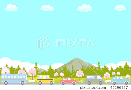 Drive traffic jam spring cherry blossom Drive traffic jam spring cherry blossom 46296357
