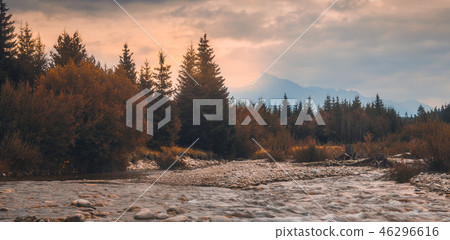 Landscape with River and Mountain 46296616